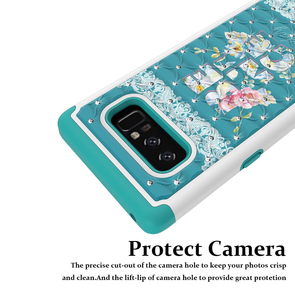 Note 8 Case, Galaxy Note 8 Case, MagicSky [Shock Absorption] Studded Rhinestone Bling Hybrid Dual Layer Armor Defender Protective Case Cover for Samsung Galaxy Note 8 (Be Nice)