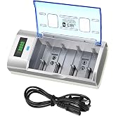 EBL Universal Smart Battery Charger with Discharge Function &ndash; Multi-Bay Rapid Charger for C D AA AAA 9V Ni-MH Ni-CD Batteries, LCD Display