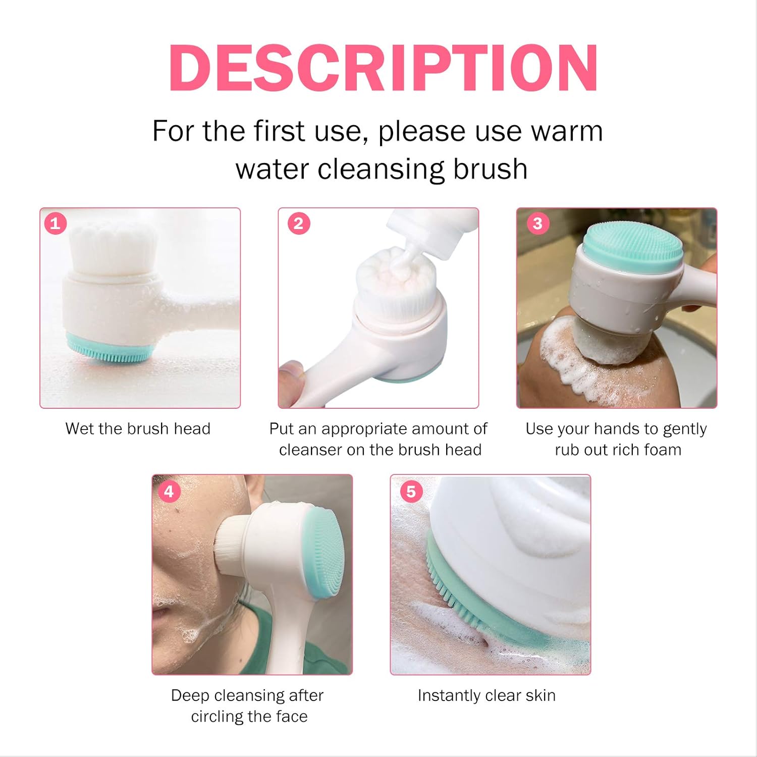 Face Brush - Manual Facial Cleansing Brush And Pore Cleansing Manual Dual Face Brush For Sensitive, Delicate, Dry Skin (Blue): Beauty