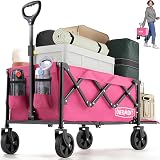 Overmont 100L Festival Camping Wagon Pink with Removable Wheels 220 lbs
