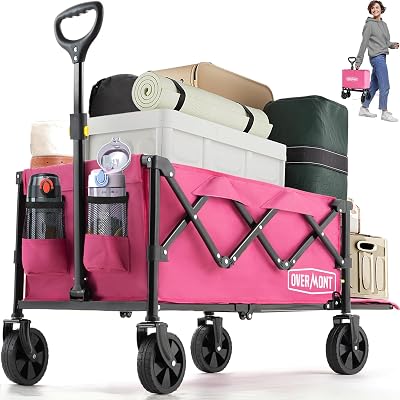 Overmont 100L Festival Camping Wagon Pink with Removable Wheels 220 lbs