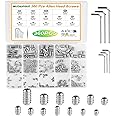 360 Pcs Allen Head Screws, Hex Socket Head Screws, Grub Screw Set, M2.5/M3/M4/M5/M6/M8 Metric Stainless Steel Internal Hex Drive Cup-Point Screws Assortment Kit for Door Handles, Light Fixture Screws