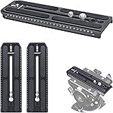 INNOREL 2 Pieces 501PL Tripod Fluid Head Quick Release Plate Compatible with Manfrotto 501PL Series Video Fluid Head,Camera Mounting Plate with 1/4" and 3/8" Screws, 50mm Width,QV160
