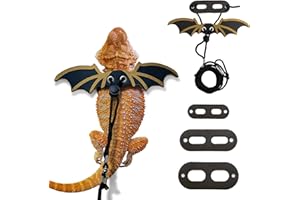 Waazoorep Bearded Dragon Lizard Leash Harness Adjustable 3 Size Pack,Soft Leather Reptile Lizard Leash for Amphibians and Small Pet (Gold)