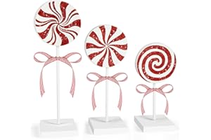 SERELIY 3 Pieces Christmas Table Decorations Wood Candy Set, Red Christmas Tiered Tray Decor,Rustic Candy Table Decorations for Home Tables(Cute)