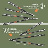 VonHaus 3Pc Garden Shears Set - Telescopic Lopper, Hedge Shears, Secateurs view 4