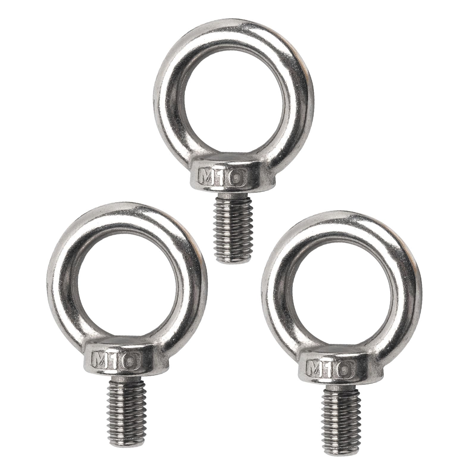 3pcs m10 eye bolt,eye screws 304 stainless steel male thread lifting ring eye bolts,eye bolts heavy duty,for living lifting and various engineering lifting equipment