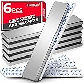 FINDMAG Strong Bar Magnets with Adhesive Backing, 6 Pack, 2.36x0.39x0.12in | Neodymium magnet strips heavy duty in a flat bar profile; for cabinet doors, shower door repairs, signs, tools and DIY