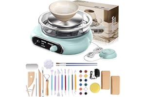 Mini Pottery Wheel Kit for Beginners – 4.7" Detachable Turntable with Pedal, Clay Tools, Paints & Art Supplies, Portable Elec