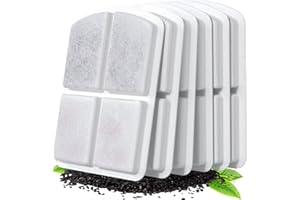 Rstxyz 6 Pack Replacement Filters for 230oz/7L Dog Water Fountains, Made of Coconut Shell Activated Carbon and PP Cotton, 5 Layer Filtration & 5''x6'' Large Size Filter (6 Pack Filter)