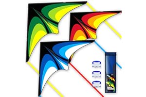 SGftre Red Green Blue Three Piece Large Delta Kite,Extremely Easy to Launch for Beginners,Kites for Kids and Adults,Kite for Outdoor Activities Family Parties and Beach Games(Green+Red+Blue, 3)