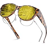 Glapeame Night Driving Glasses for Women - Lightweight TR90 Nighttime Polarized Fit Over Night Vision Glasses Anti Glare