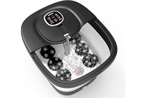 CuPiLo Foot Spa Bath Massager, 2025 Upgraded Foot Bath with Circulation Heat, Motorized Shiatsu Massage Balls, Pedicure Soaking Tub with Waves, Remote, Handle, Feet Stress Relief, Gifts
