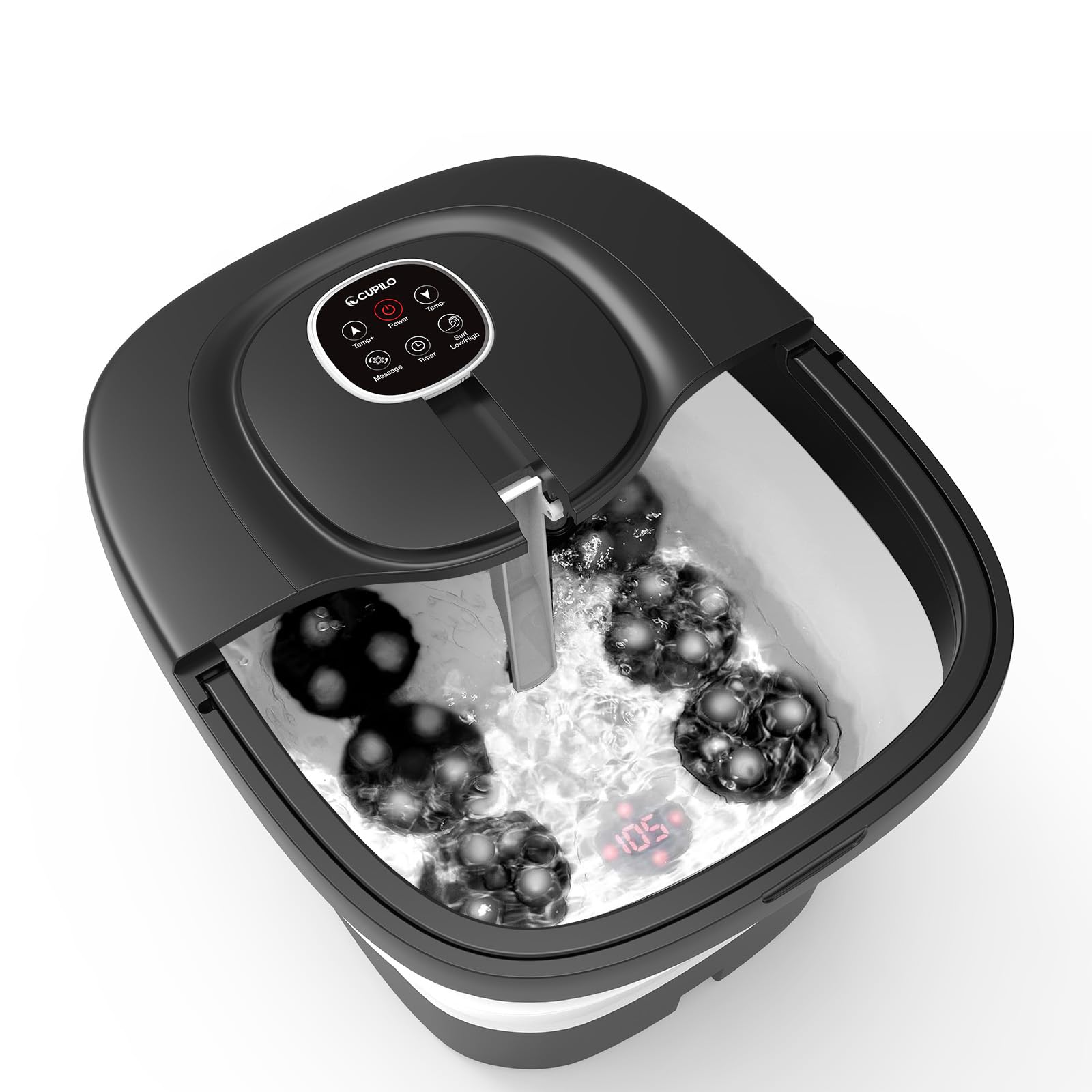 Photo 1 of CuPiLo Foot Spa Bath Massager, Upgraded Foot Bath with Circulation Heat, Motorized Shiatsu Massage Balls, Pedicure Soaking Tub with Waves, Remote, Handle, Feet Stress Relief, Gifts