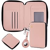 Cnycmy Passport Holder with Airtag,Passport-Wallet-Holder for Women, RFID Passport Holder with Slot Waterproof, PU Leather Travel Passport Case (Pink3)