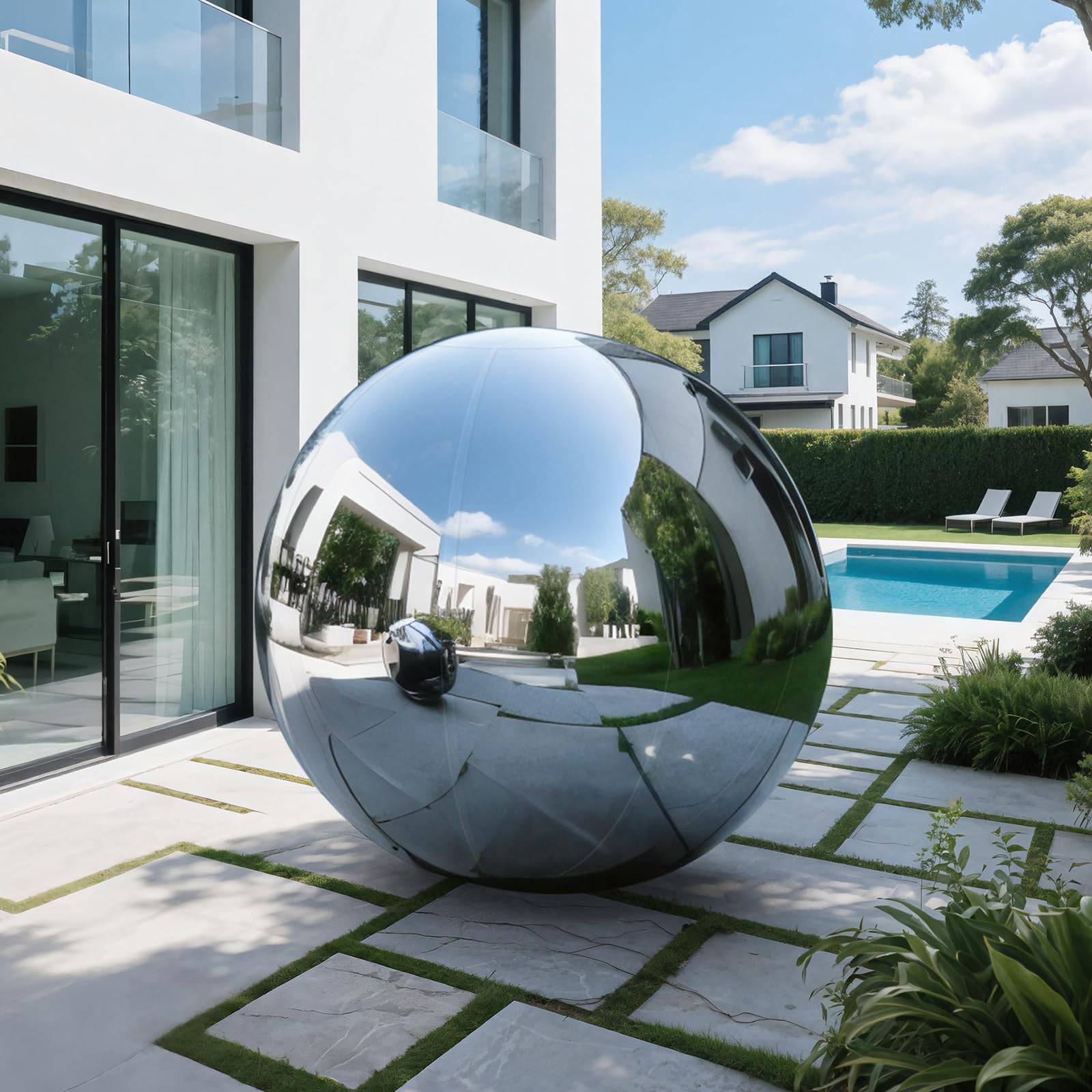 Photo 1 of Inflatable Mirror Ball,Reusable Mirror Ball Large Event Decoration PVC Disco Ball for Party, Concerts, Stage, Wedding Decorations - No Pump Included (Silver, 1pcs?0.5m)