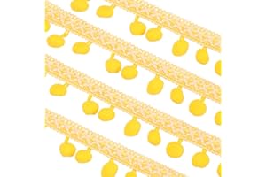 uxcell Embroidered Pompoms Trim Ribbon, 10Yards Polyester Pom Pom Trim Fringe, Woven Embroidery for DIY Sewing Crafts Clothin