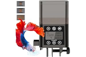 HDSMNGY Automatic Fish Feeder for Aquarium with Timer,LCD Display-320ML Large Capacity AdjustableFish Feeder Automatic Dispenser,Operated Feeders for Goldfish, Automatic Turtle Feeder for Vacation (Black)