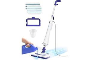 ASPIRON Professional Steam Mop Cleaner, 1300W Floor Steamer with Detergent Chamber, 25S Heat Up, Lightweight Steamer for Cleaning with 2 Washable Pads, Safe for Tiles, Upholstery, Carpet, Hardwood, Blue