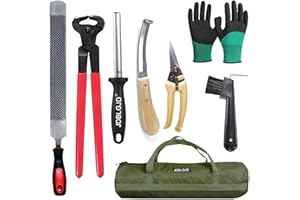 JDBLGJD 14 Inch Farrier Tools Horse Hoof Trimming Tools Farrier Tool Kits（8 Piece）With Hoof Knife Sharpener Hoof Nippers Hoof Rasp for Horses Hoof Trimming Kit Bag,Hoof Trimmers for Horses Farrier Supplies