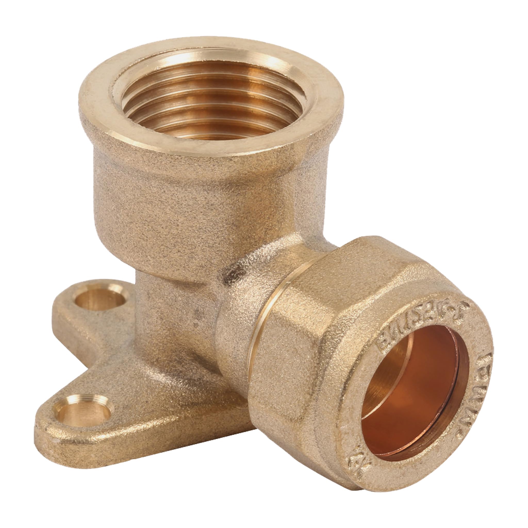 Pipestation 15mm Compression Elbow | 15mm x 1/2inch Female Wall Plate Elbow for Outside Tap | Brass Compression Joint - Plumbing Fittings | Brass Connector Joint Wallplate - Plumbers Pipe Fitting