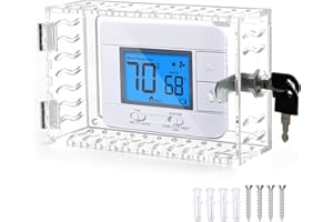 Thermostat Lock Box, VOOWO Thermostat Cover with Lock for Smart Thermostat for Home, Universal Thermostat Lock Box With Key, Clear Lock Box Thermostat guard for Ac Thermostat On Wall (Key Lock Box)