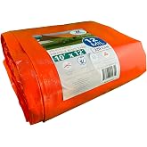 Zeluga 24-551-1012 220GSM Heavy Duty Orange Poly Tarp - 10 ft x 12 ft, 12 Mil Thick, 100% Waterproof with UV Treatment, Reinforced Edges &amp; Rust-Proof Grommets for Outdoor, Construction, and Storage