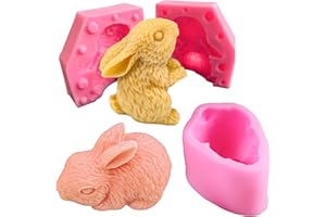 JAPLEED 2Pcs Rabbit Fondant Mold Easter Silicone Rabbit Mold for Chocolate Cake Decorating, Animal Bunny Soap Resin Mould for Handmade Resin Casting Candle Soap Wax Craft Table Home Decor Gift