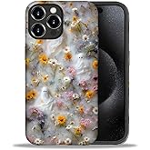 ZHEGAILIAN Case for iPhone 16 Pro Max,Shockproof Hard Shell + Soft Silicone 2 in 1 Hybrid,Shockproof Bumper Drop Protective - Ghost Floral Halloween