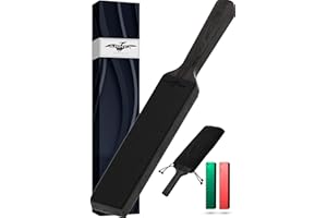 ARHEY Leather Strop for Knife Sharpening Made from Premium Italian Leather, 14" Knife Strop with Storage Bag and 2 Polishing Compound for Various Knives, Razors, Axes, Chisels and Knives, Black