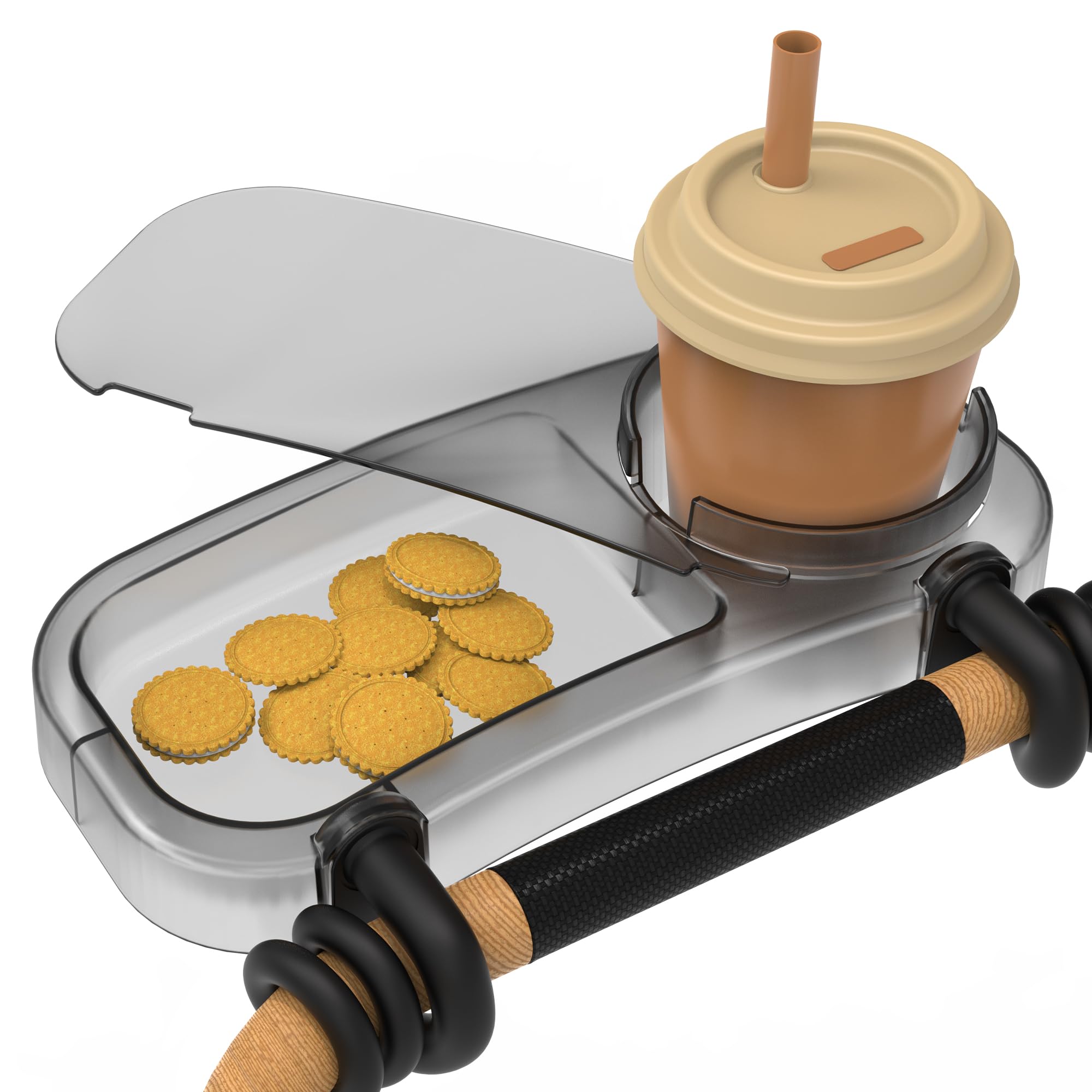 Photo 1 of Upgraded Universal Stroller Snack Tray, Cup Holder Stroller Tray with Silicone Flexible Arms Grip, Stroller Tray Attachment for Baby Toddler Holder Stroller Accessories for Snacks On The Go