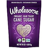 Wholesome Sweeteners 10-Pound Organic Cane Sugar, Fair Trade, Non GMO, Gluten Free, Pure & Vegan, for Baking and Sweetening