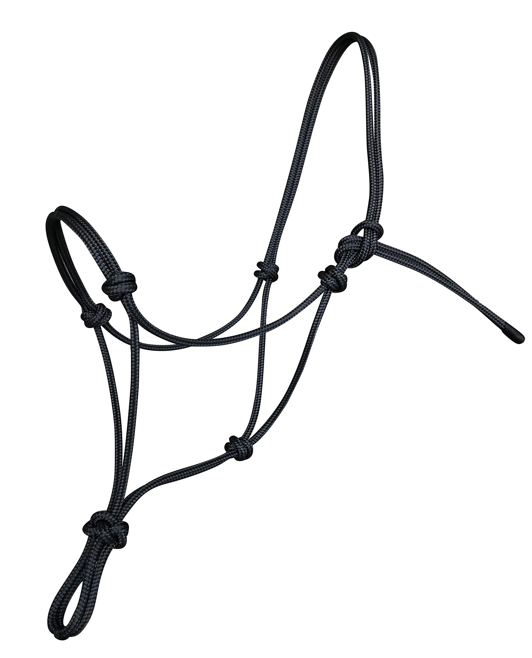 Hunters Saddlery Natural Horsemanship Rope Halter Headcollar Compatible with Parelli Horse Training Method (Shetland/Miniature, Black)