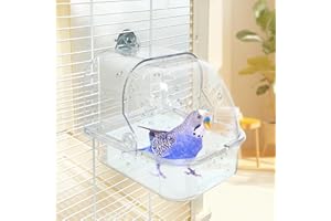 WQY GroceryShop Bird Bath for Cage, Plastic Water Bowl Feeder for Pet Birds, Parrot Bathtub with Hanging Hooks for Little Bird Parrots Spacious Parakeets Portable Shower for Most Birdcage