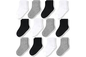 CozyWay Baby & Toddler Socks Crew Comfy Cotton Socks For Girls and Boys Babies Soft & Breathable Infant - 12 Pack