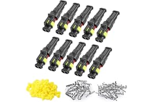 ZUOZE 10 Kit 2 Pin Connector, 20-16 AWG Waterproof Electrical Automotive Wire Connector, 1.5mm Series Terminals Male Female Car Connectors Plug Sets