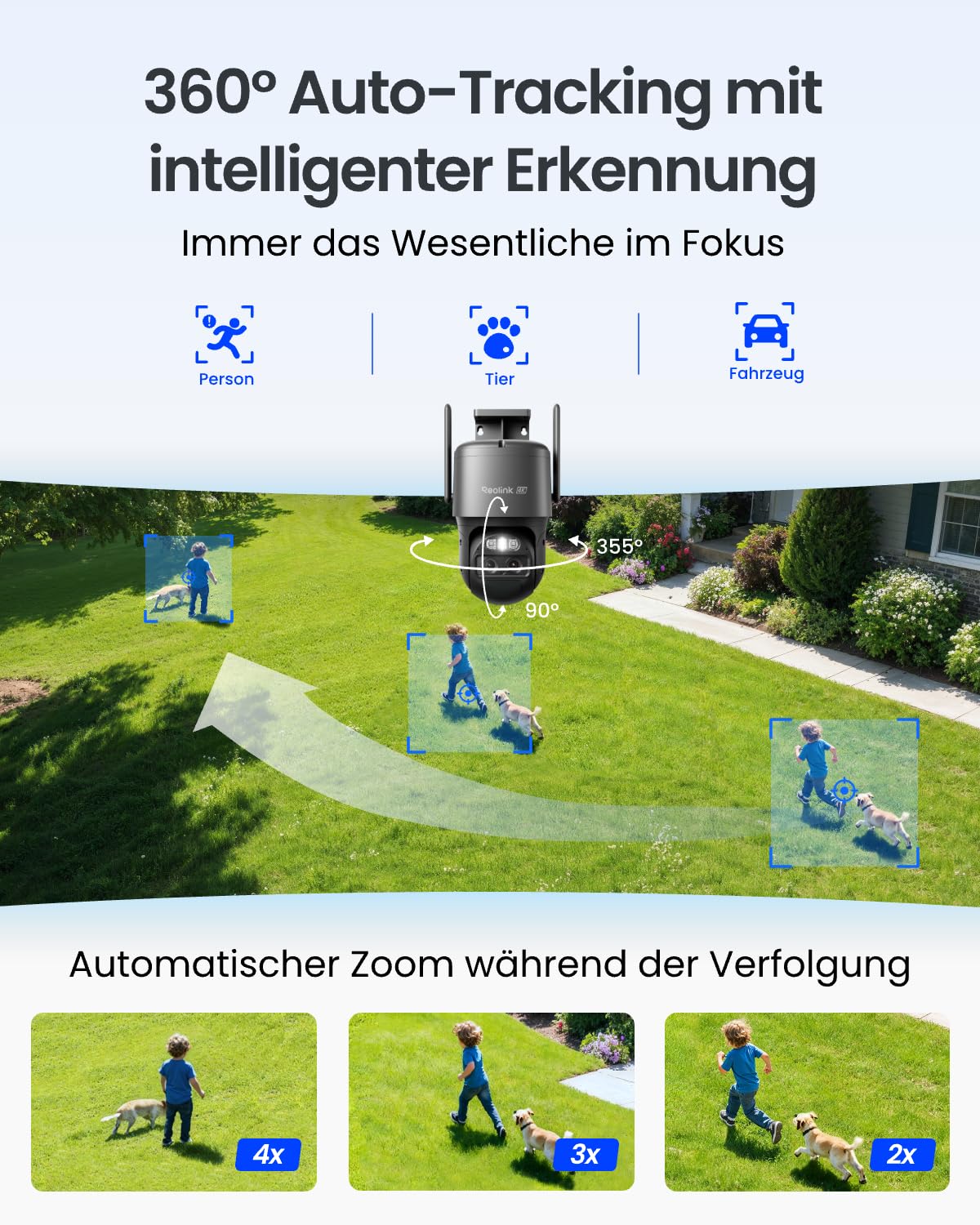 Reolink 4K PTZ Überwachungskamera Aussen Akku mit Auto-Tracking & Auto-Zoom 3