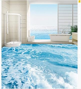 3d Bodentapeten Meerwasserspray Badezimmerboden Wasserdichter Boden Wandmalerei Selbstklebender 3d Boden 140x100cm Amazon De Baumarkt