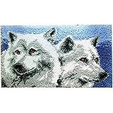 AMBATTERY DIY Knüpfteppich Wolf-Design - 80x115cm Bastelset Für Erwachsene