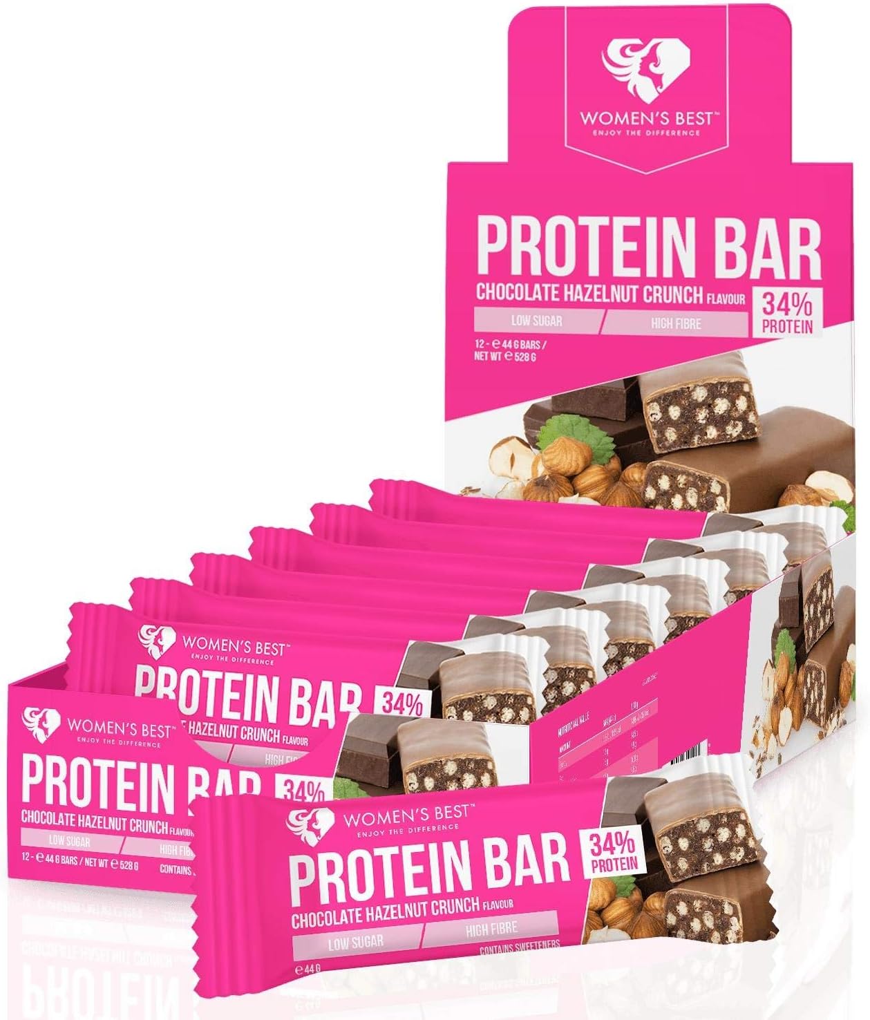 Womens Best Protein Bar 12 x 44g Chocolate Hazelnut Crunch Amazon.co