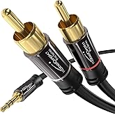 KabelDirekt – RCA to Jack 3.5mm Adapter Cable – 25ft – Versatile Plug-and-Play Audio Cable (Aux/3.5mm to 2X RCA for Smartphon