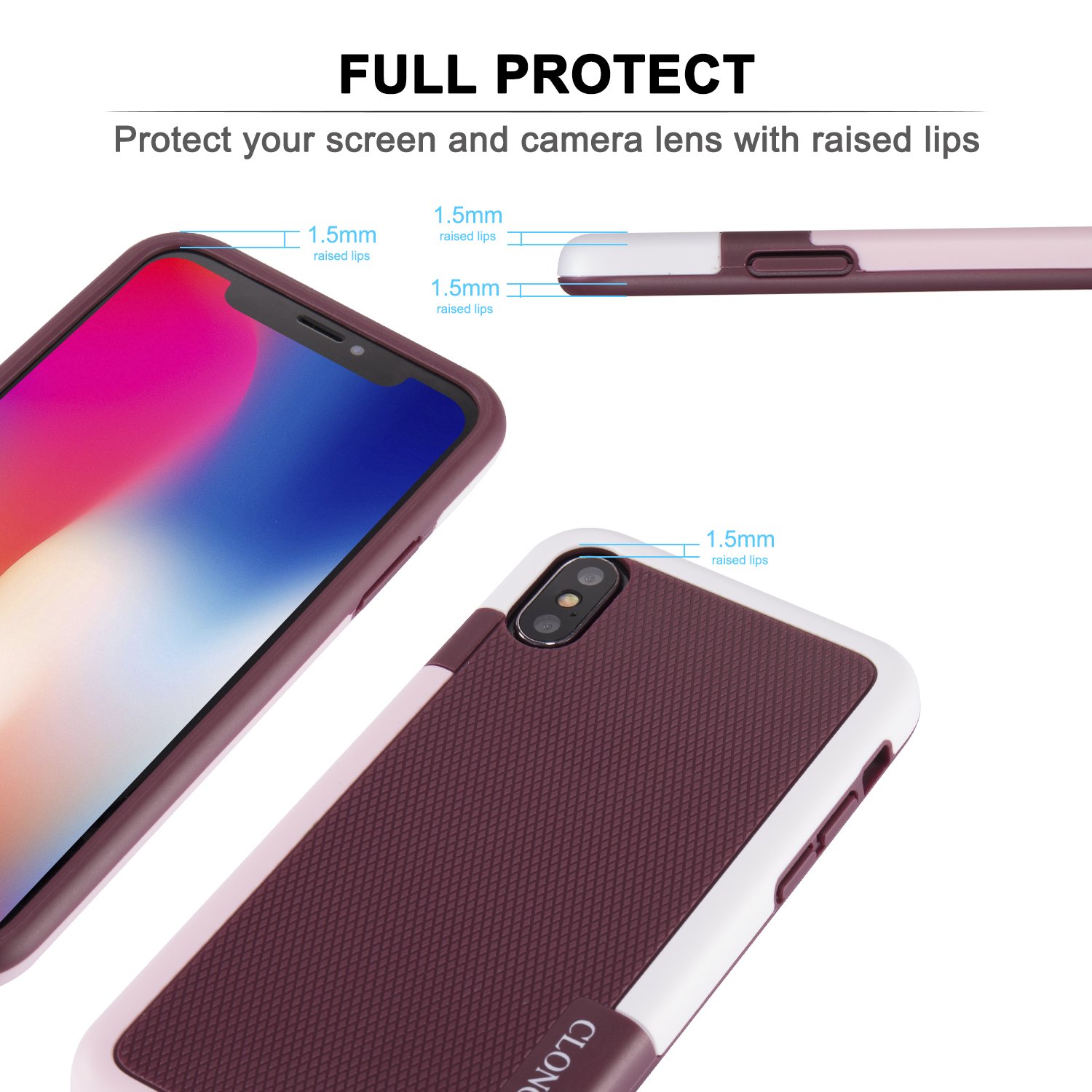 iPhone X Case,CLONG iPhone X 10 Case Flexible Durable Shock-Absorption Protective Case Ultra Impact 3 Color Bumper Cover Slim Hybrid Soft TPU & Hard PC Cases for Apple iPhone X 5.8\