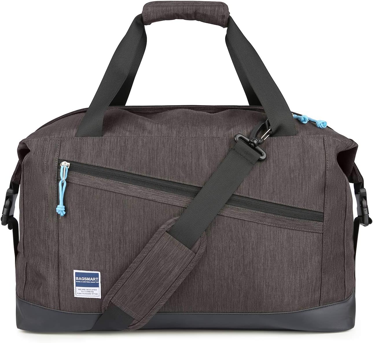 Weekender Bag, BAGSMART Travel Duffle Bag Expandable Overnight Bag Anti-Theft Carry-on Bag with Shoe Bag (Black-1)