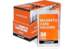 LOVFEN Magnetic Card Holder 50 Packs, 35pt Card Holder Touch for Trading Cards, U-V Protection Magnetic Card Case for Baseball Game Sports Cards, Card Protectors Hard Plastic
