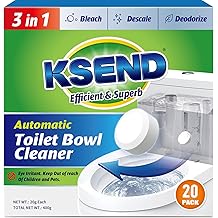 Ksend Toilet Bowl Cleaner Tablets - 20 PCS Automatic Bleach Toilet Cleaner Tablets, Slow-Releasing Deodorizing &amp; Descaling, P