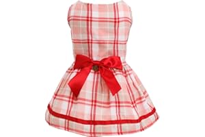 Laifug Pet Dress Fashion Red Plaid Dog Clothes, Dog Day Party Dog Dress (Size M)