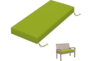 Tounosnt Outdoor Bench Cushion 42 X 18 X 3.5 Inch Thick Waterproof Patio Furniture Cushions, Patio Porch Swing Replacement Seat Pad with Tie Straps and Anti-Slip, for Backyard Garden, Grass Green