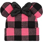 Disney Minnie Mouse Ears Pink Plaid Cuff Beanie
