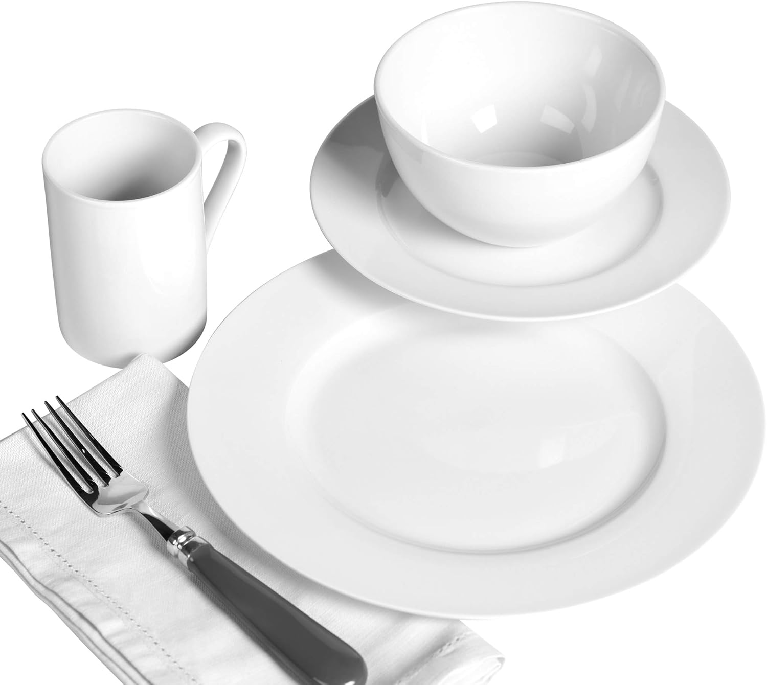 16pc Round Porcelain Dinnerware Set White Solid Casual 16