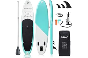 Triclicks 10' Inflatable Stand Up Paddle Board, Ultra-Light Wide Yoga Board for All Skill Levels with Premium SUP Paddleboard Accessories, 84L Waterproof Bag, Non-Slip Comfort Deck for Youth & Adults